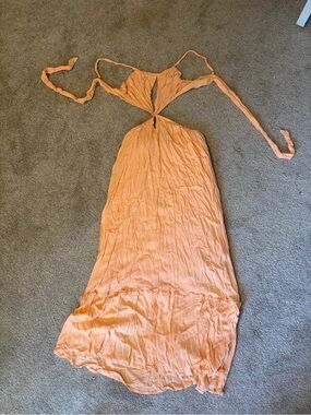 Strappy Peach Cutout Maxi Dress